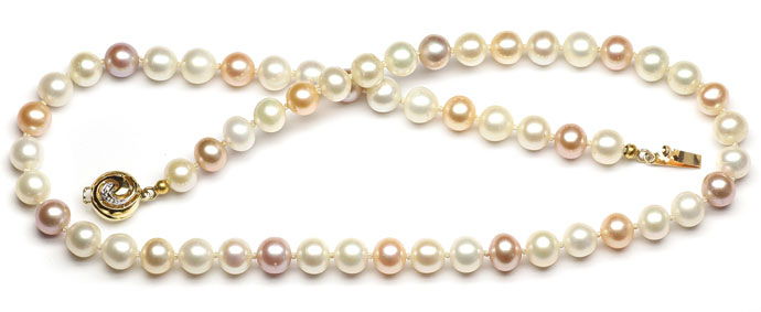 Foto 1 - Pastell Multicolor Perlenkette mit Diamanten Verschluss, R8369