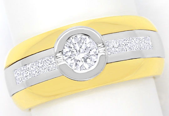 Foto 2 - Ring mit Brillanten und Princess Diamanten Bicolor Gold, S3269