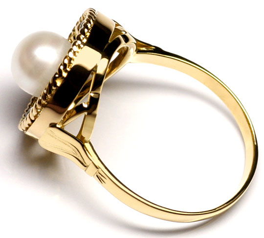 Foto 3 - Antiker Rosen Diamanten-Ring Zucht Perle Handarbeit 18K, S3991