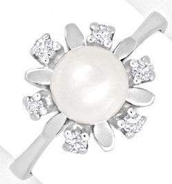 Foto 1 - Diamanten-Ring Akoya Zuchtperle, Spitzenperle Weißgold, S4064
