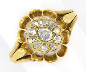 Foto 1 - Antiker Goldring Rosette aus Diamant Rosen, S5104