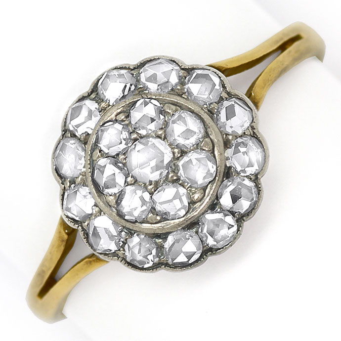Foto 2 - Original alter Ring mit 0,64ct Diamantrosen Gold Silber, S9018